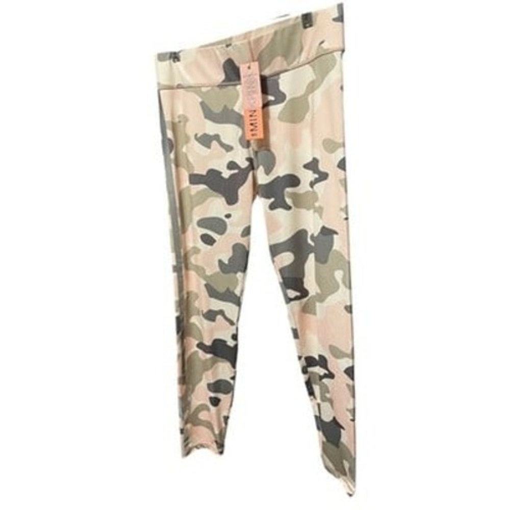 NWT MINKPINK MOVE Camo Survivor Leggings Pink Grey Activewear Size L